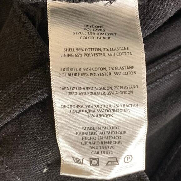 RE/DONE Black 70s Stovepipe Jeans Size 31 NWT - Picture 7 of 7